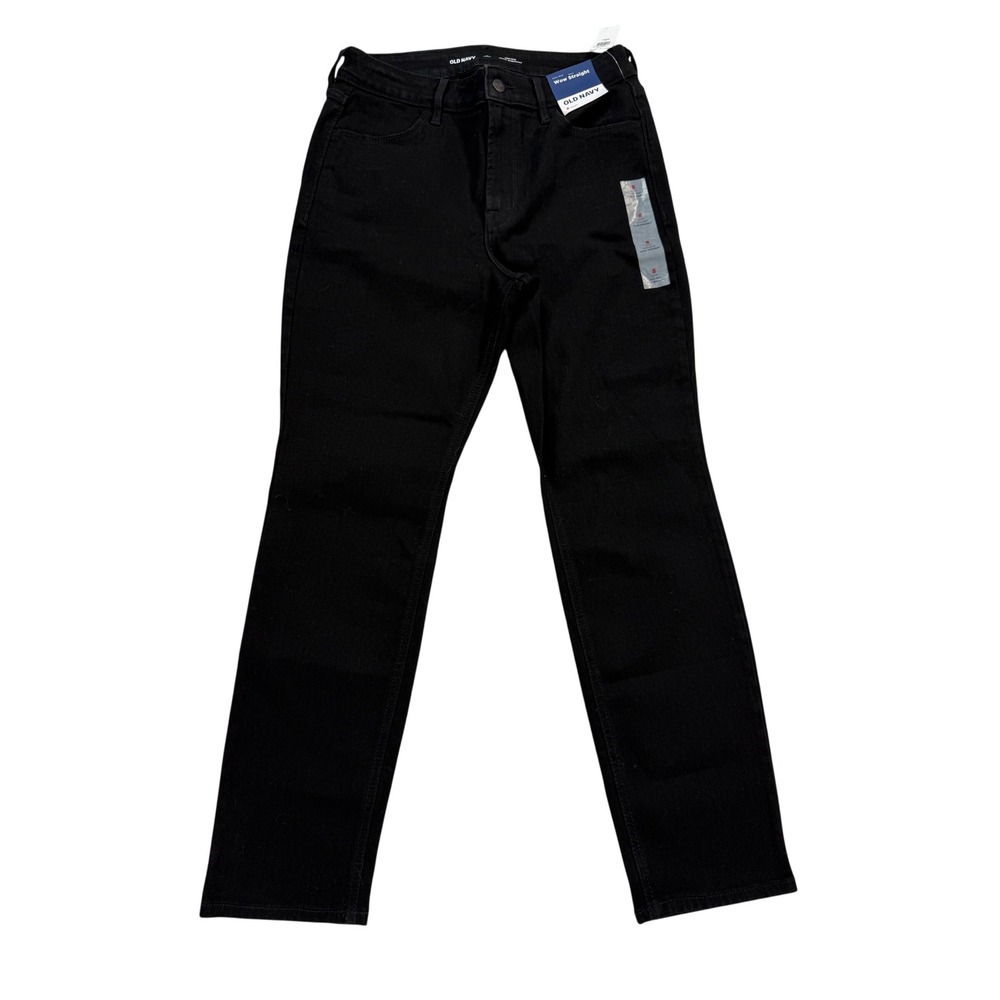 Old Navy Wow Straight Jeans Womens 8 Short Black NWT High Rise Denim
